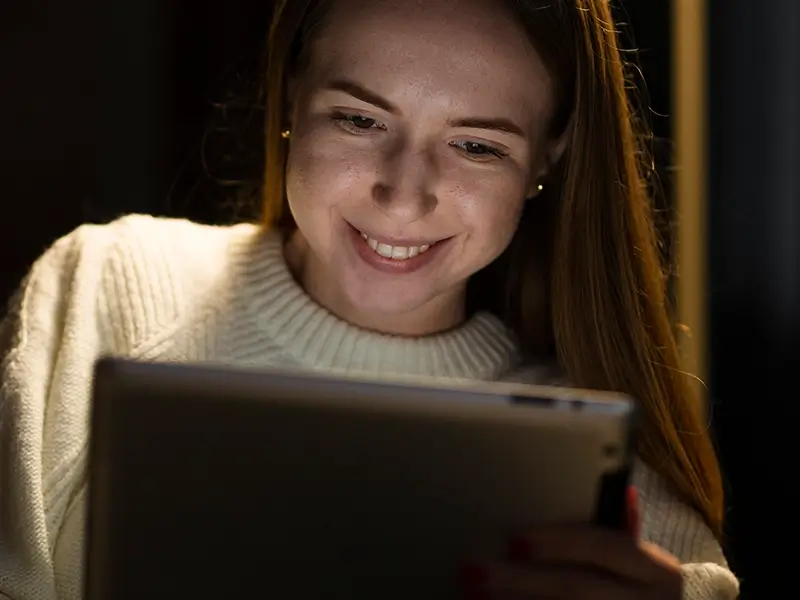 Woman completing IT security training