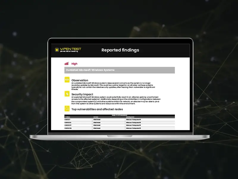 Automated penetration testing report page