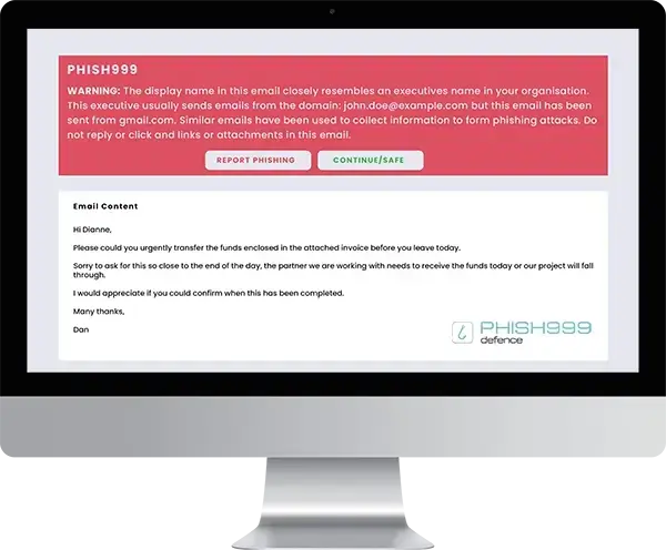 Phishing protection service email example